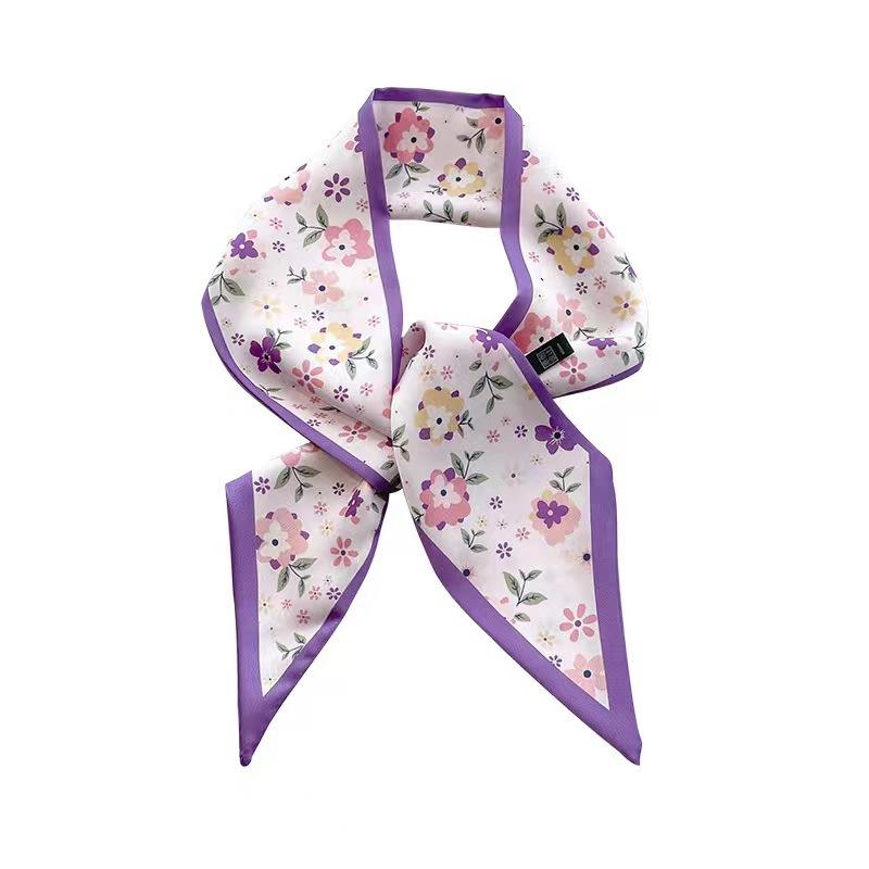Women Flower Love Heart Printed Hair Band Headwear Scarves 6.5cm*90cm