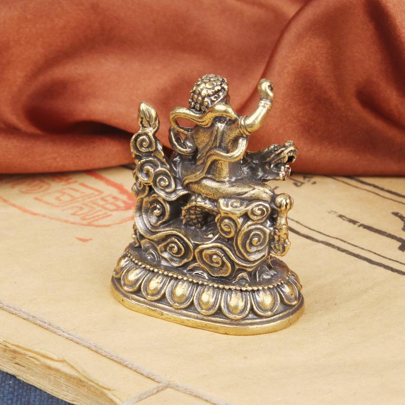 Vintage Brass White Of Desktop Ornament Buddha Statue Five-Way God Of Wealth Tibetan Style Bronze Sculpture C