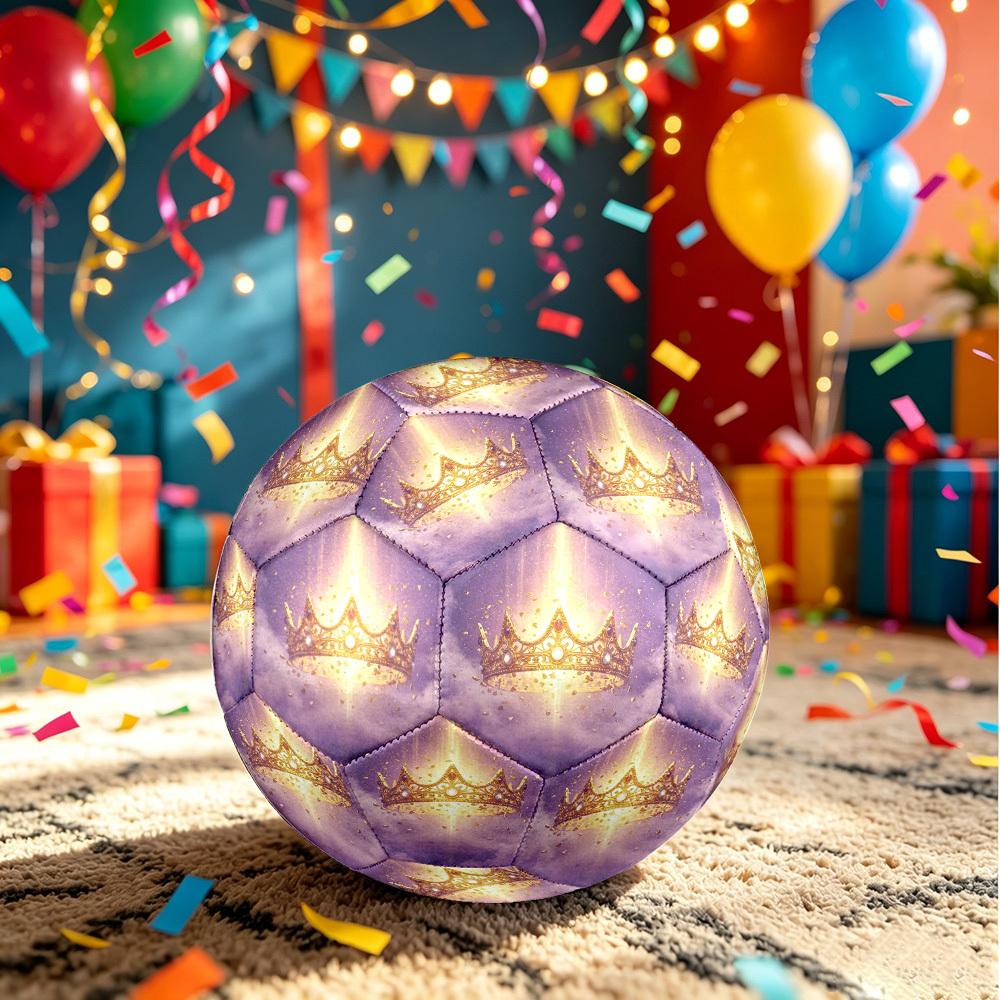 1pc Crown Glory Theme Soccer Ball Football, Size 5, Lightweight PVC, Outdoor Training Soccer Ball,Gift c65136