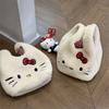 Winter Soft Embroidered Lamb Fur Small Handbag Cute Kitty Handbag Sundries Storage Bag Commuter Bag