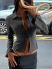 2025 European & American Women's Long Sleeve Button Cardigan Shirt with Turn-Down Collar