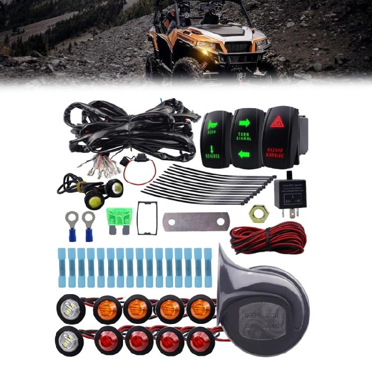 ATV UTV Turn Signal LED Light Kit with Horn Turn Signal Headlight Flasher Relays