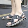 Men Leather Two ways Wear Sandals Male Beach Solid Sewing Leisure Slippers Summer New Skin Friendly Wear-resistant Shoes