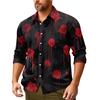 Camicia da uomo a maniche lunghe con bottoni, vestibilità ampia, casual, a tema Halloween, stampa, tessuto comodo e leggero