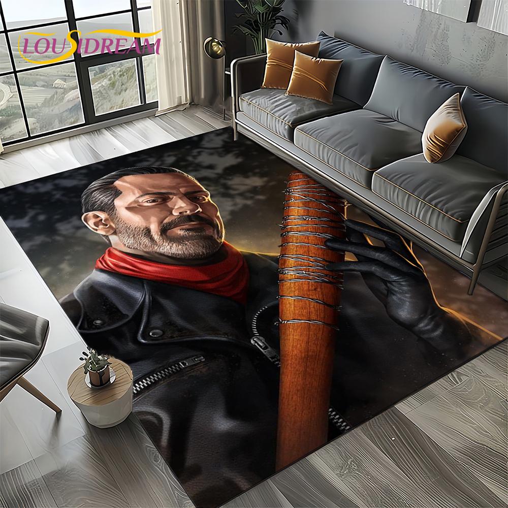 TWD Walking Dead Rick Daryl Horror TV Carpet Rug for Living Room Bedroom Home Sofa Decoration,Kids Area Rug Non-slip Floor Mat