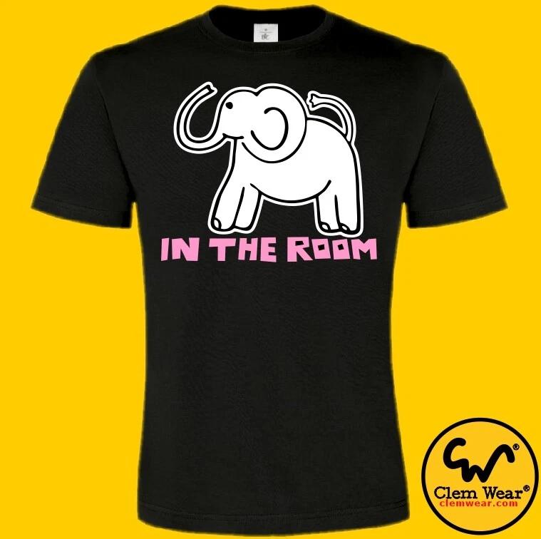 funny T-shirt tee ELEPHANT IN THE ROOM unisex punk comedy cool gift animal band L