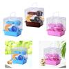 Portable Hamster Cage with Handle Gerbils Carry Case for Temporary Housing Accessories with Ventilation Small Animal Carrier