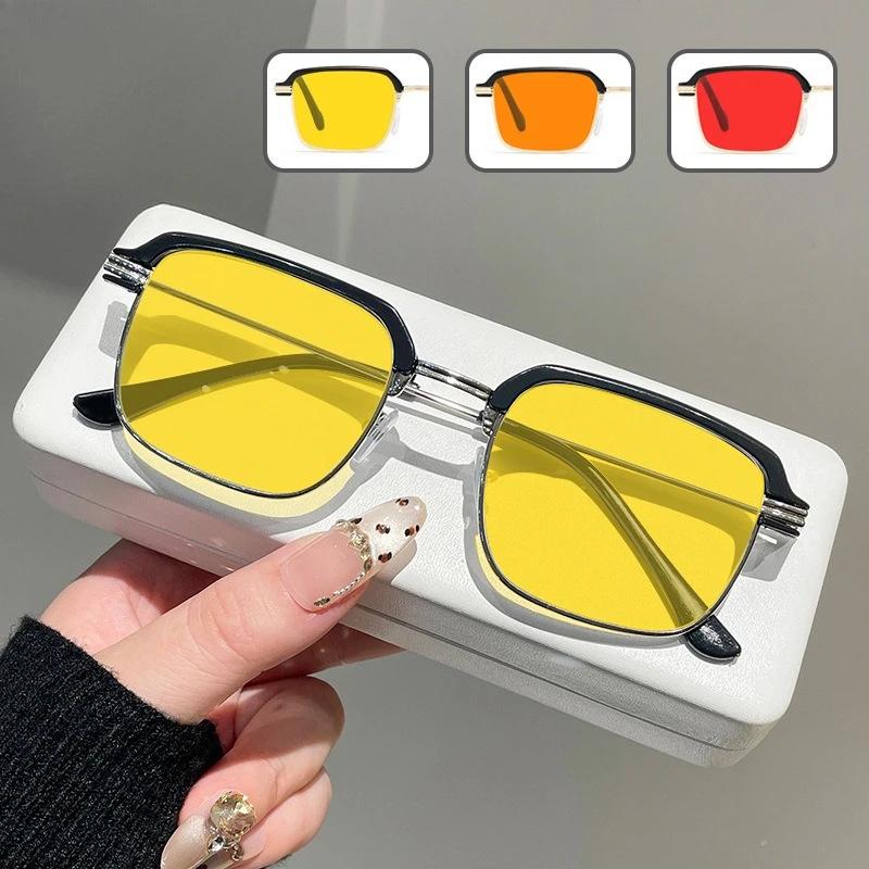 Luxury Metal Frame Blue Light Blocking Glasses Night Vision Goggles New Orange or Red Lens Eyewear for Competitive Game Computer