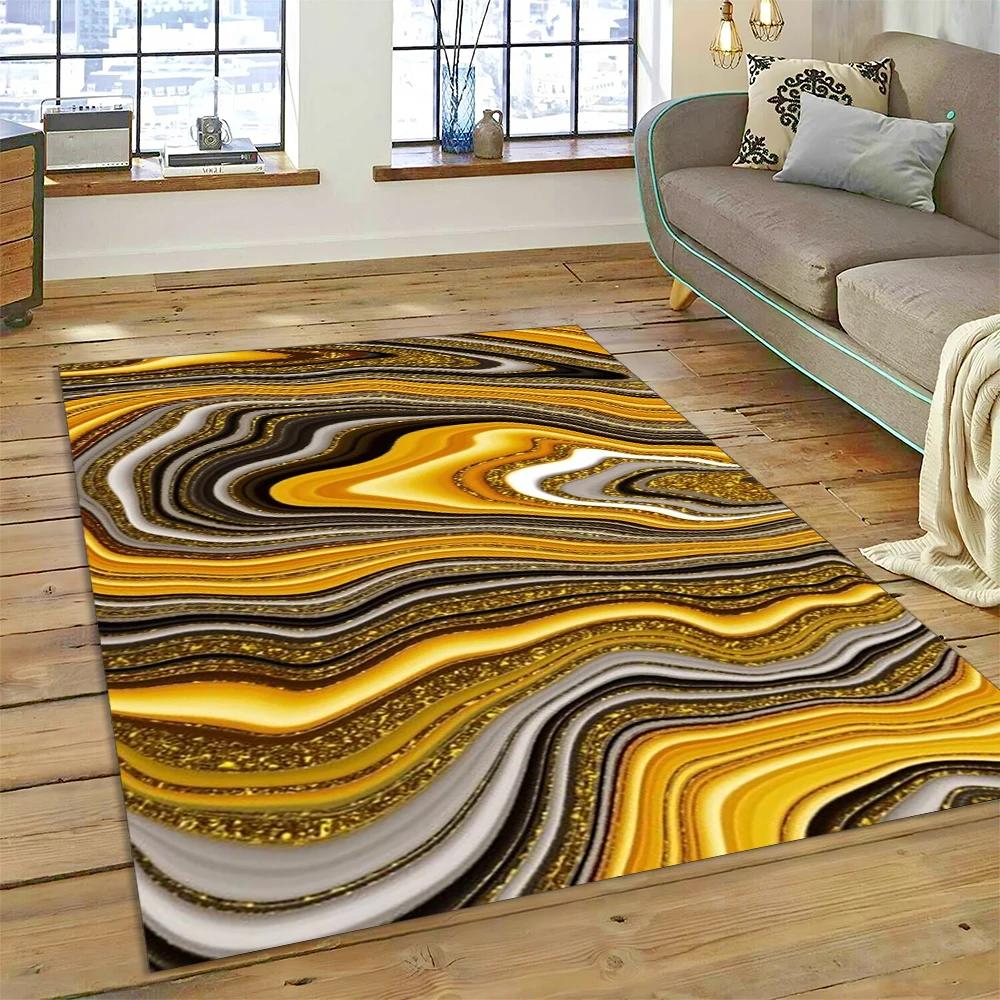 Dream Colour Splendid Marble Gold Nordic Rug for Home Living Room Bedroom Sofa Doormat Kitchen Decor Mat