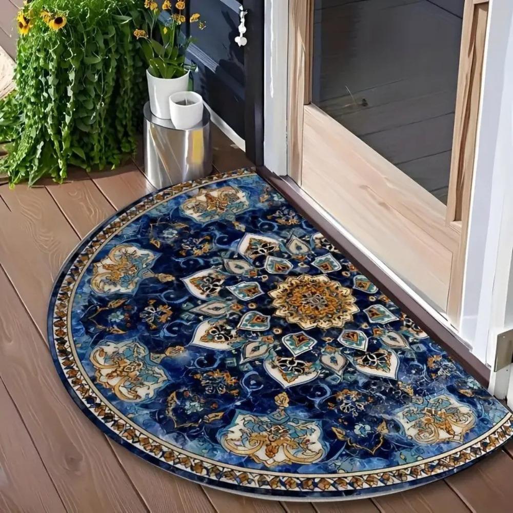 Boho Half Round Doormat Floral Pattern Floor Mat High Quality Welcome Rugs  Indoor Outdoor