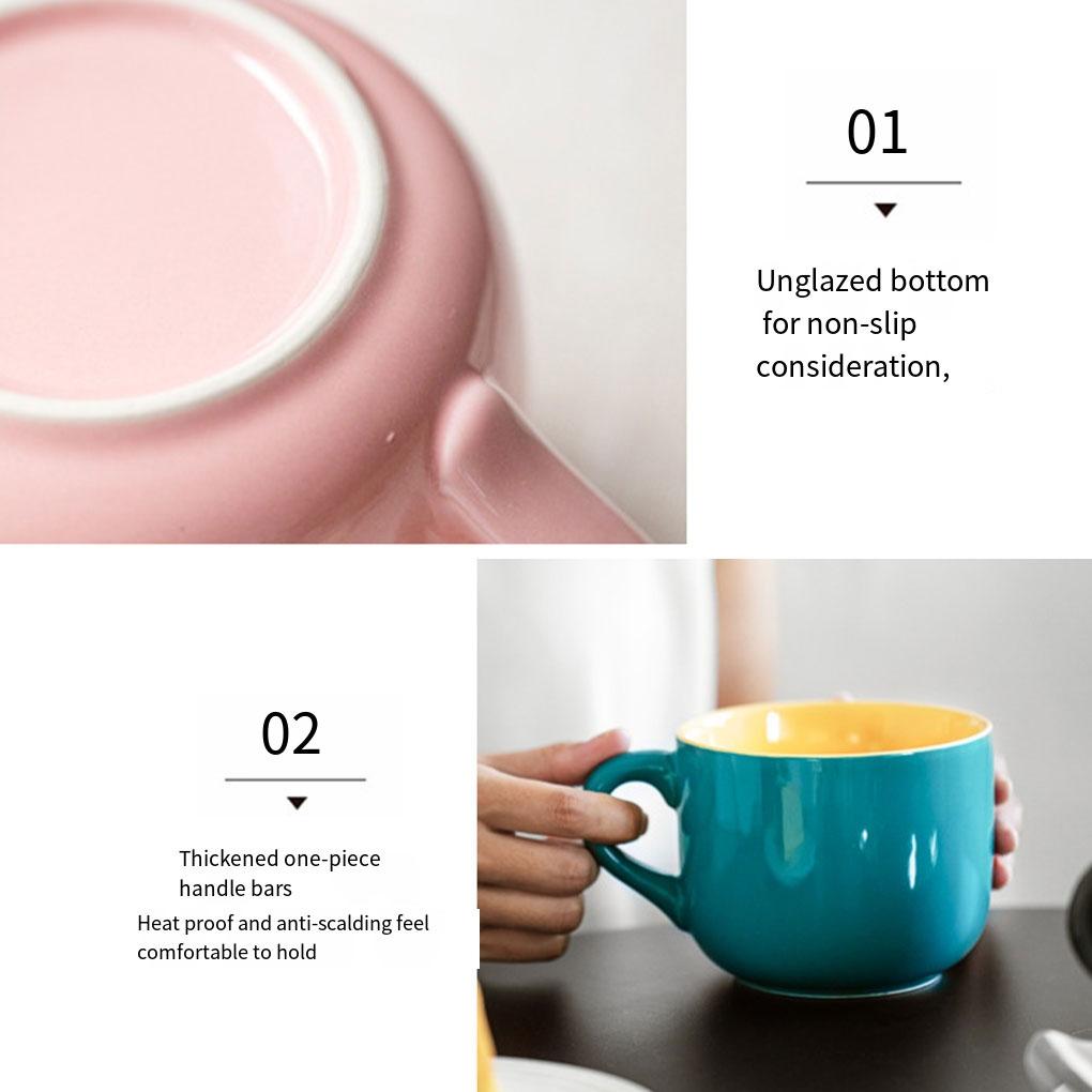 Caneca de cerâmica estilo nórdico para café da manhã, copo para micro-ondas, resistente ao calor, caneca para café, chá e leite, grande capacidade
