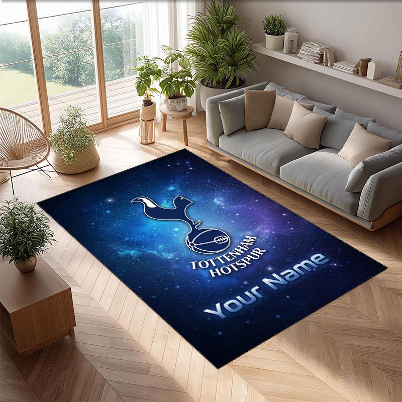 Tottenham Hotspur FC Printed Crystal Velvet Rug Non‑Slip Crystal Velvet Carpet For Sofa Bedroom Indoor Home Decoration