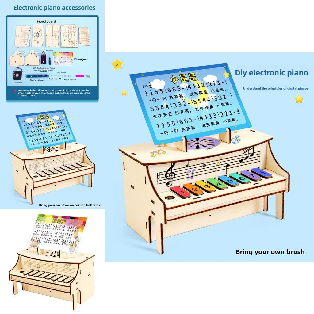 Hand Assembled Wooden Piano Music Box Model Children Puzzle Toy Set For Kids Diy Educational Toy