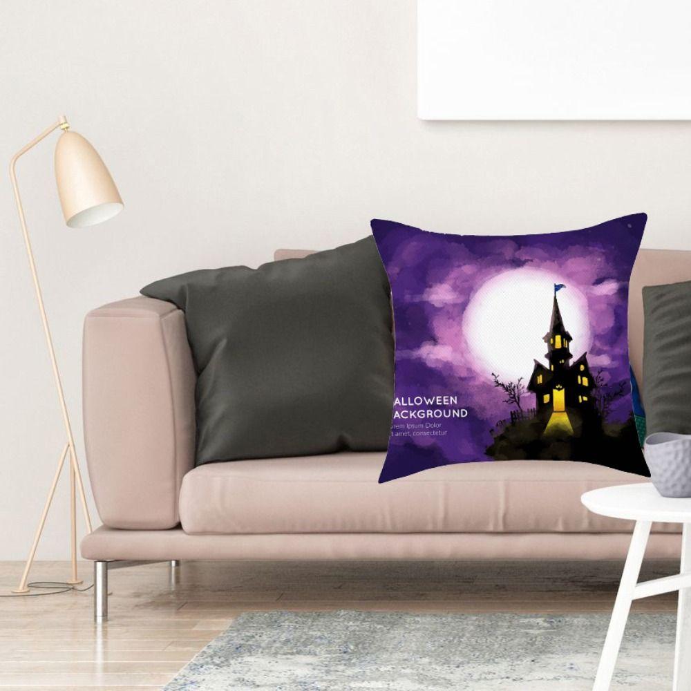 Castle Bat Pattern Halloween Pumpkin Pillowcase Printing Halloween  Cushion Cover Horror   Car