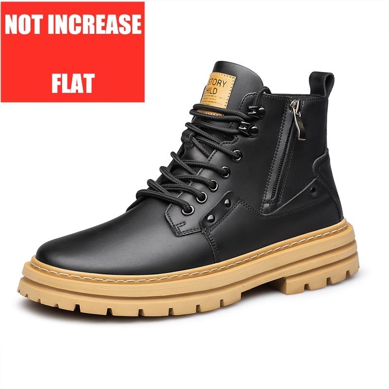 Fashion Men Boots Elevator Shoes High Quality Zip Leather Boots Hidden Heels Heightening Shoes Man Increase Insole 7cm Masculino Taller