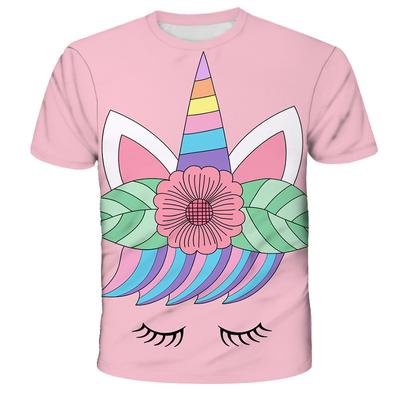 Sevimli Unicorn T-shirt Rahat Rahat Üst 1 ila 14 Yaşında Erkek ve Kız Unicorn T-shirt Çocuk 3D Baskılı Giysiler