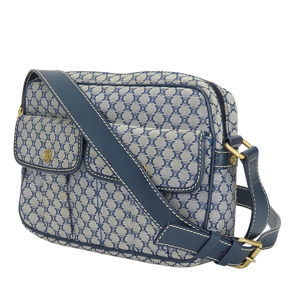 Used CELINE Shoulder Bag Macadam CE00/24 canvas/leather Navy casual