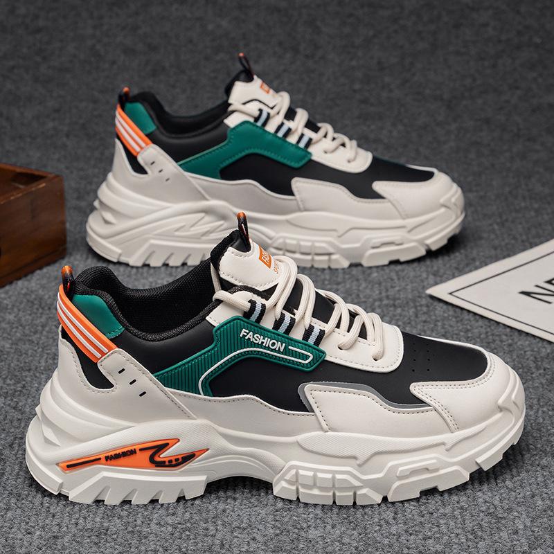 Spring and autumn new student anti-slip running light sports leisure leather teen dad shoes trend