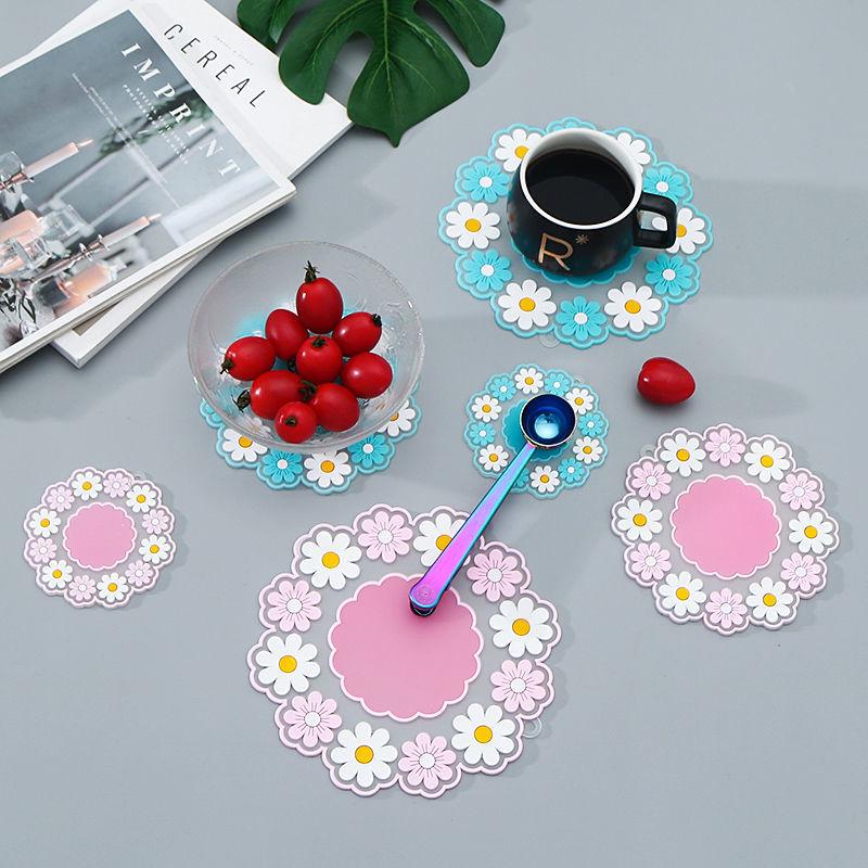 Gänseblümchen Floral Silikon Hitzebeständige Matte - Esstischunterlage, Verbrühschutz Topfuntersetzer, Schüsseluntersetzer, Untersetzer