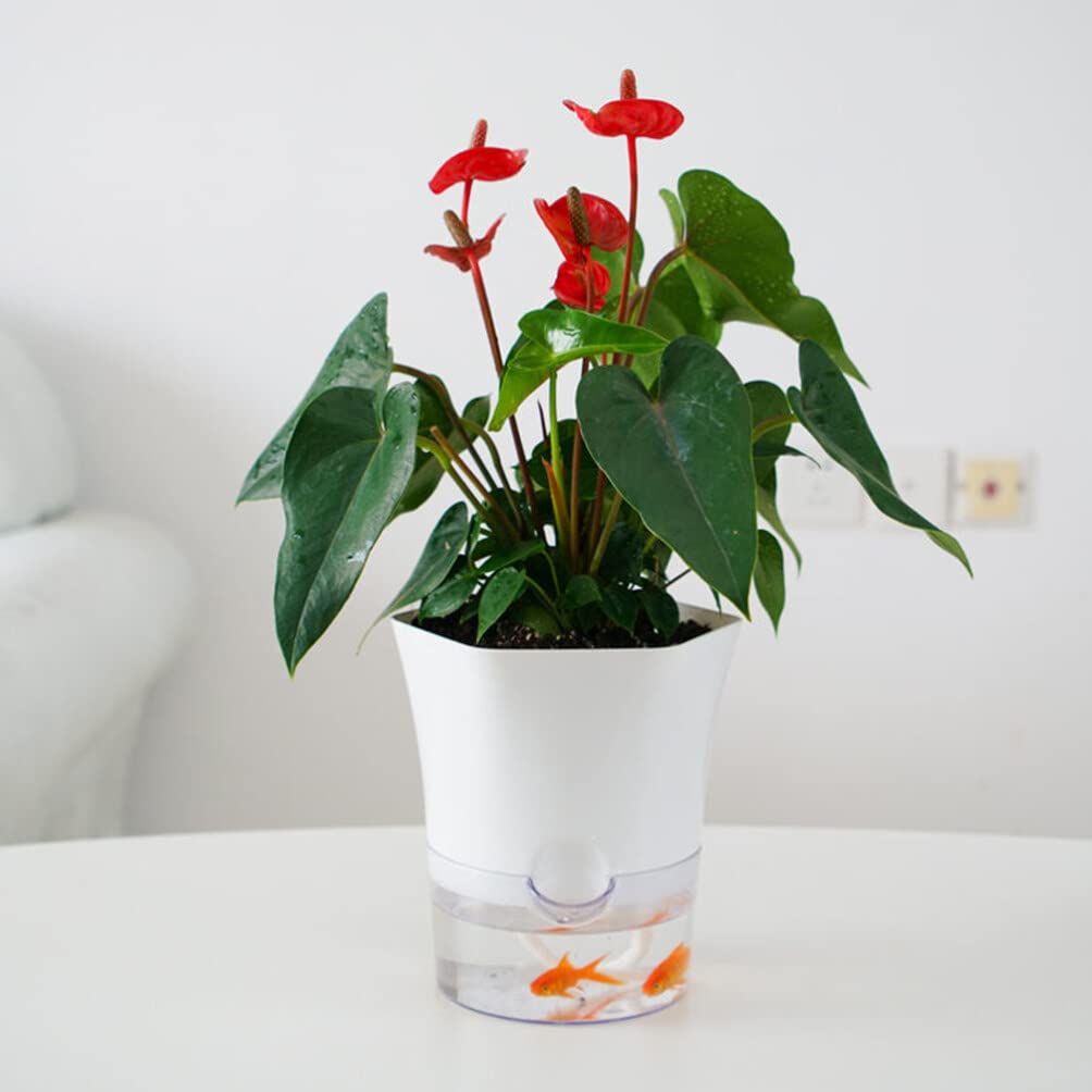 OUNONA Automatic Watering Planter with Water Dedicated Water Round Suitable for Growing and Indoor and Outdoor Large Supply, Double-Layered