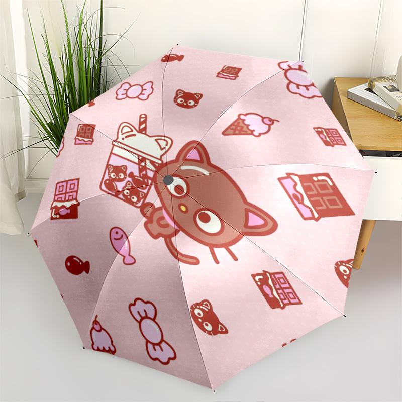 1pc Sanrio Umbrella Portable Folding Umbrella Iron Frame Hole Bone Structure Outdoor Home Umbrella
