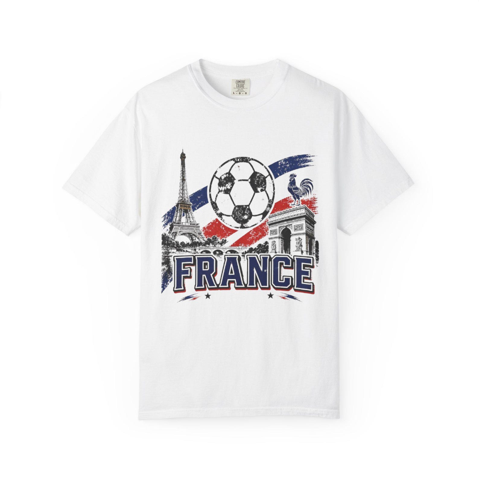 France football Soccer Graphic T-Shirt | Eiffel Tower, Arc de Triomphe, Tricolor XL
