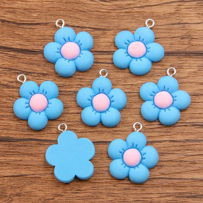 5/10pcs Colorful Acrylic Cute Flower Shape Loose Charm Pendants 21*24mm for Necklace DIY Craft Jewelry Making Accessories