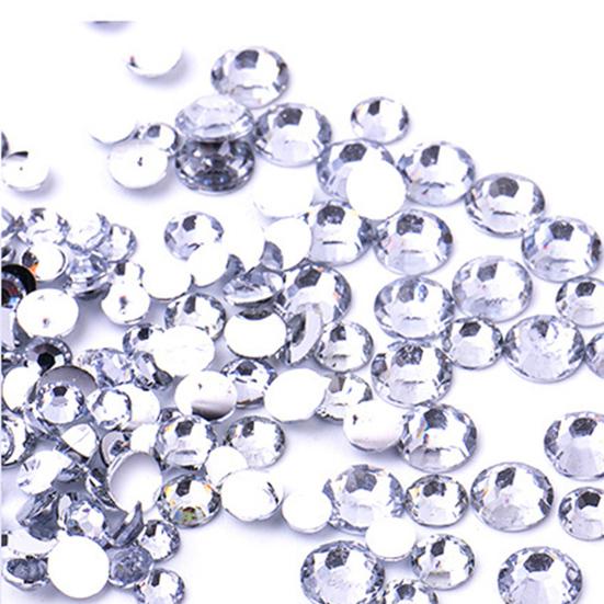 1 Set Round Nail Art Rhinestone Kit with Storage Box 12 Grids Flatback Rhinestone DIY Nail Design Crafting Decoration Fake Gems