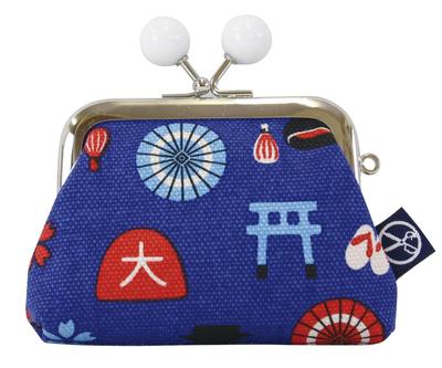 Maeda Senko Goshiki Hanpu-do [KYOTO JAPAN] Kyoto Limited Series 2.5mm Square Coin Purse (with Beads) Blue Size: Approx. H8 X W9 X D2cm