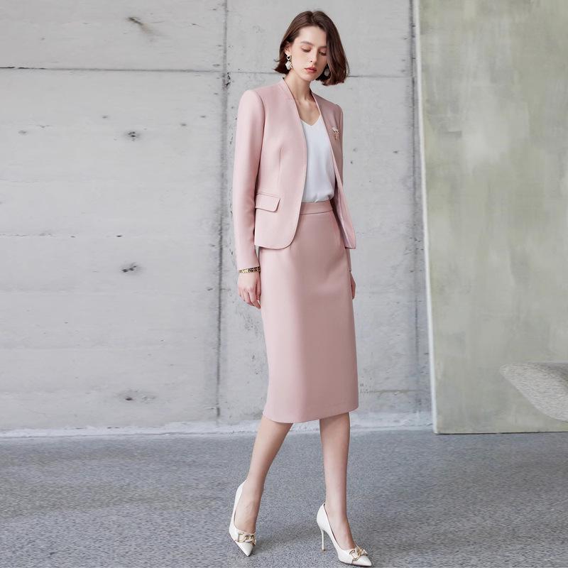 AD Unique Exquisite Autumn 2024 Formal Suit Dress with Collarless Blazer