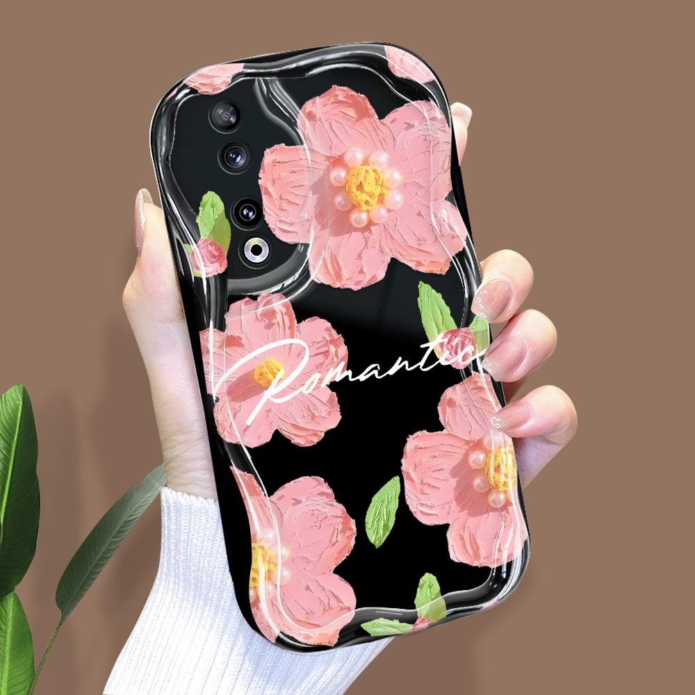 

Милый мультяшный узор, кремовая текстура, мягкий силиконовый чехол с волнистыми краями, чехол для телефона для Huawei Honor Infinix Tecno iPhone Infinix Hot 50 Pro 4G чёрный