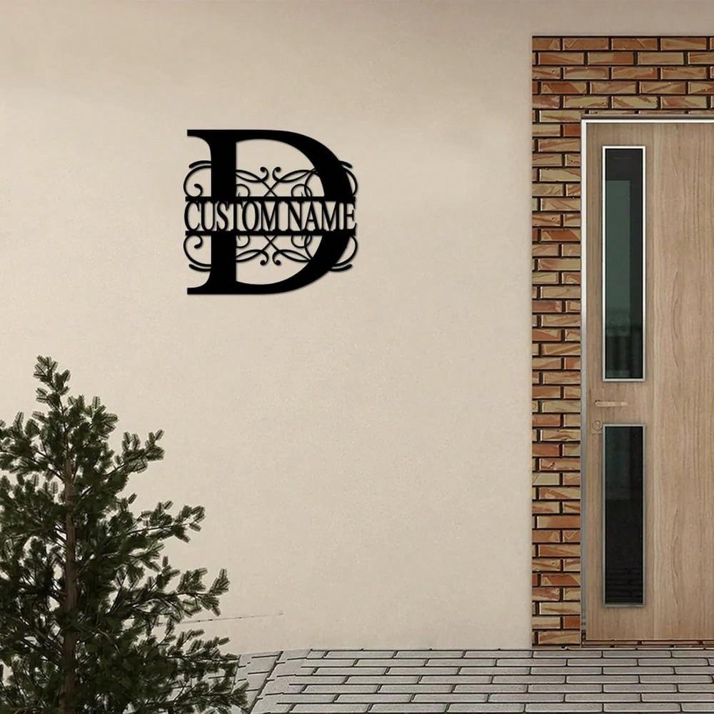 Personalized Metal Wall Art Custom Initials Family Name Light Beam Design Iron Steel Decor Home Porch Garden Gift Birthday