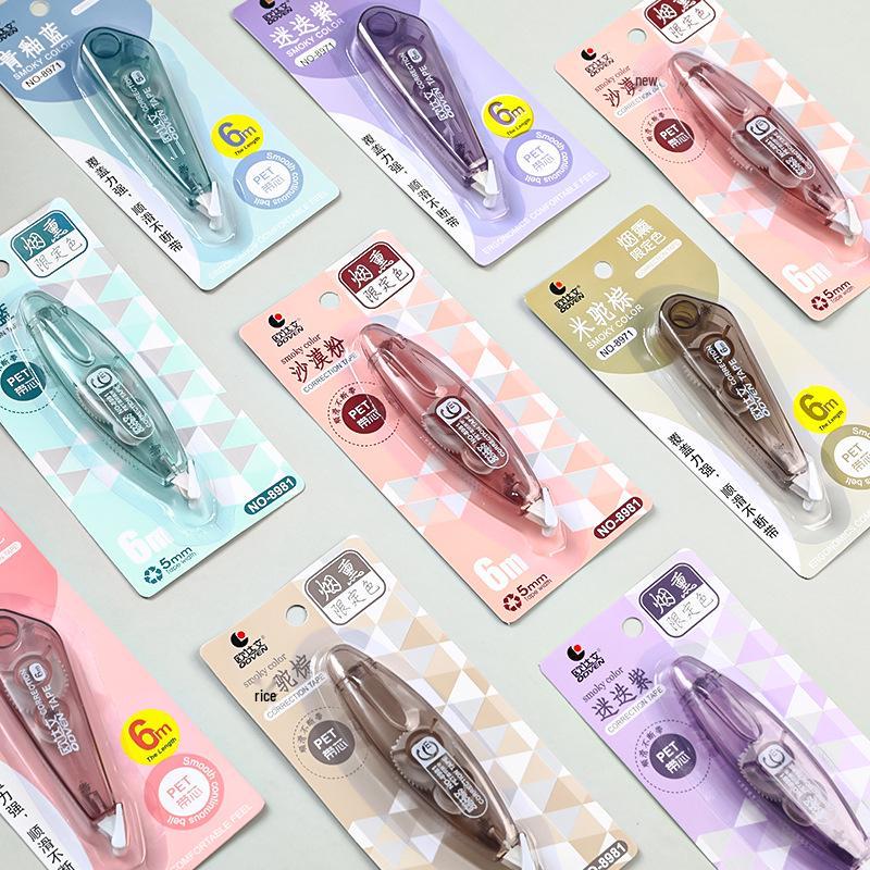 Simple Smoky Morandi Mini Transparent Correction Tape - 6m Portable Student Stationery
