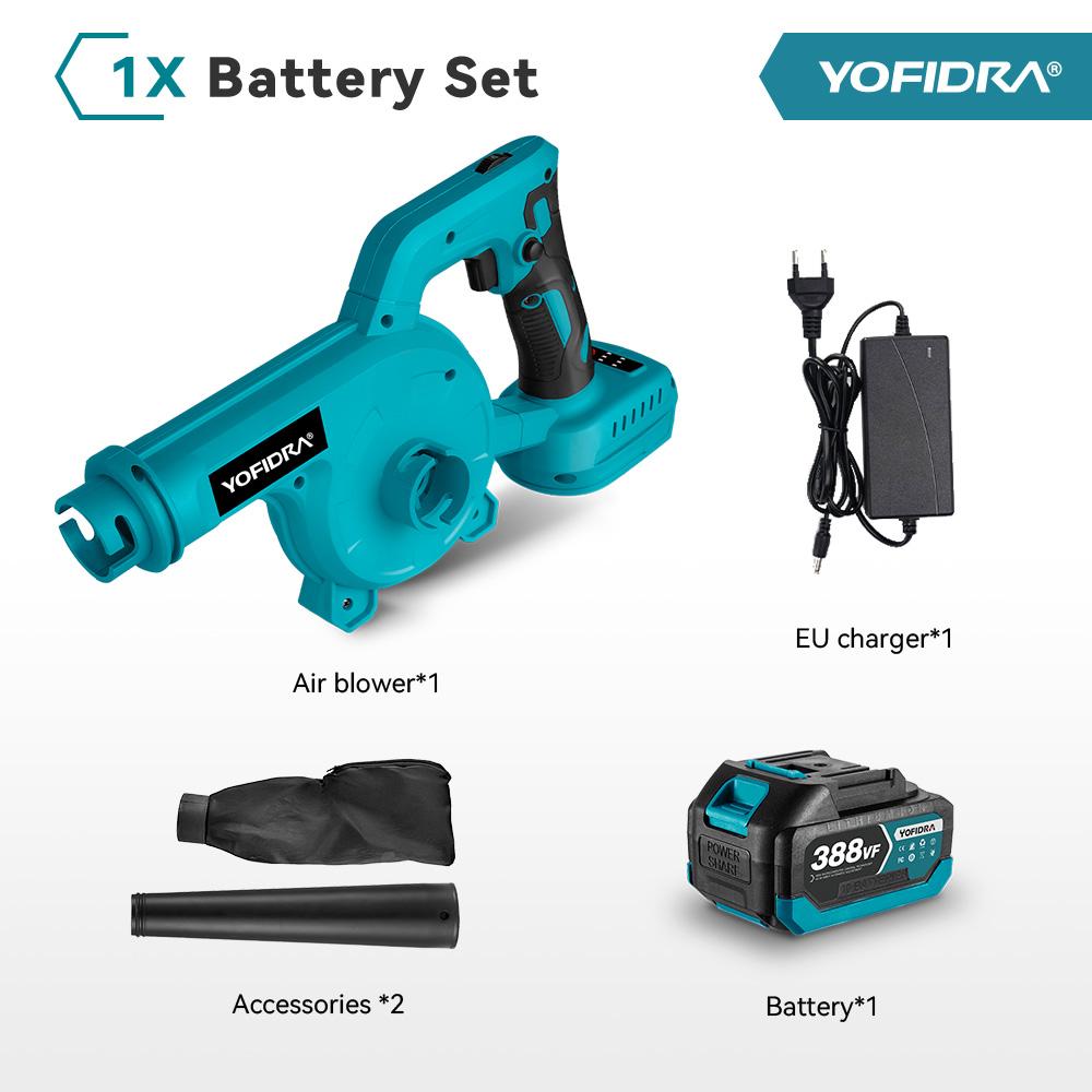 Yofidra borstelloze, zeer krachtige elektrische bladblazer met 6 versnellingen, tuin, huishoudelijk, stofzuigen, bladblazer, elektrisch gereedschap voor 18V Makita-accu
