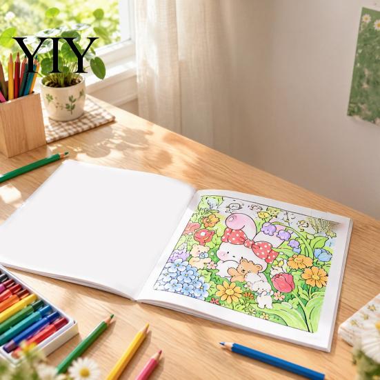 Thick Paper Drawing Journals Cozy Nature Coloring Book, Relaxing Floral And Animal Patterns, Cotton Creative Hobbies for Adults Pulp DIY Painting Book