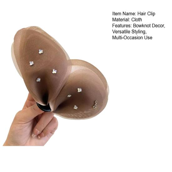 Women Hair Clip Bowknot Shape Mesh Yarn Summer Large Back Head Hair Claw Scalp-Protective Hair Accessory