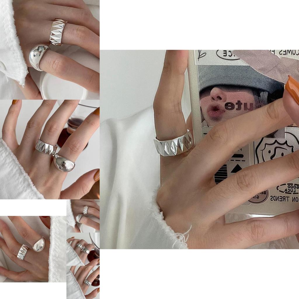 Trendy Korean Style Adjustable Copper Ring With Geometric Design For Women
