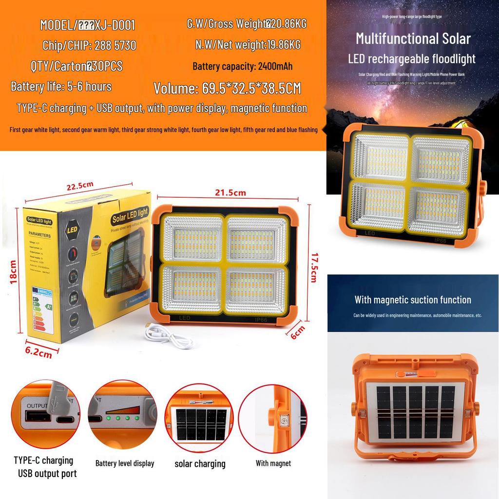 Super Bright Waterproof Solar Floodlight: Portable Outdoor Light for Camping & Emergencies