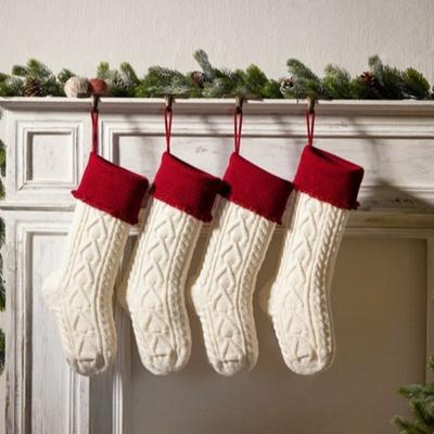 18"/46CM Christmas Stockings Hanging Ornaments Knitting Stocks Storage Bags Home Yarn Decorative Pendant Christmas Gift Bag