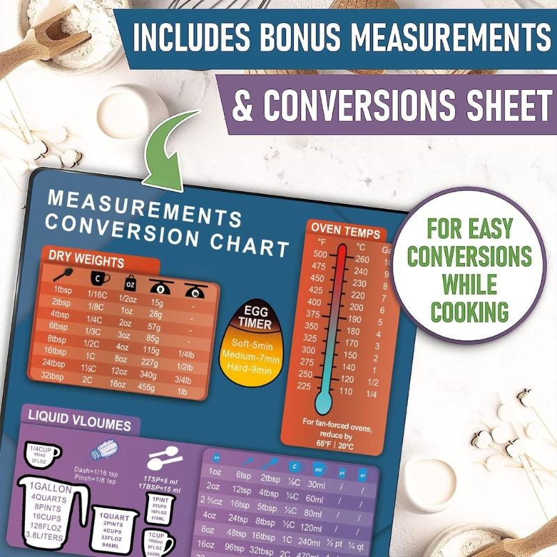 3 Pcs Kitchen Cooking Time Chart Magnet Conversion Chart Cooking Measurements for Food Measuring Weight Temperature