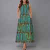 Oversized Female Sleeveless Round Neck Dress Fresh Tiny Floral Printed Loose Mid Length Outfit