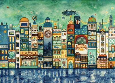 Epoch 500-piece Jigsaw Puzzle, Fairy Tale Art: Starry Night Town (38x53cm)