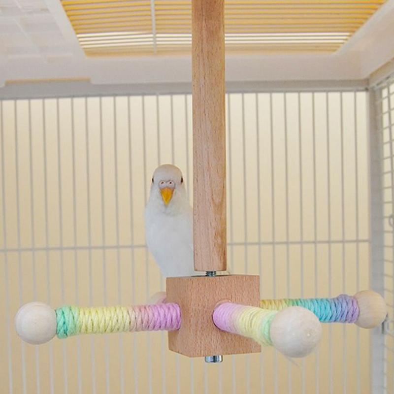 Bird Perches For Cage Bird Perches For Parrots 360 Degree Rotating Wooden Toys For Indoor Cages Outdoor Aviaries Travel Carriers