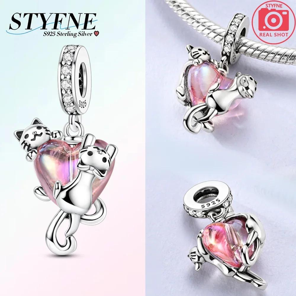 Original Color-Changing Rose Pendant Cherry Butterfly Girl Cat Copper Charms Bead Fit Bracelet Accessory Gift Diy Jewelry
