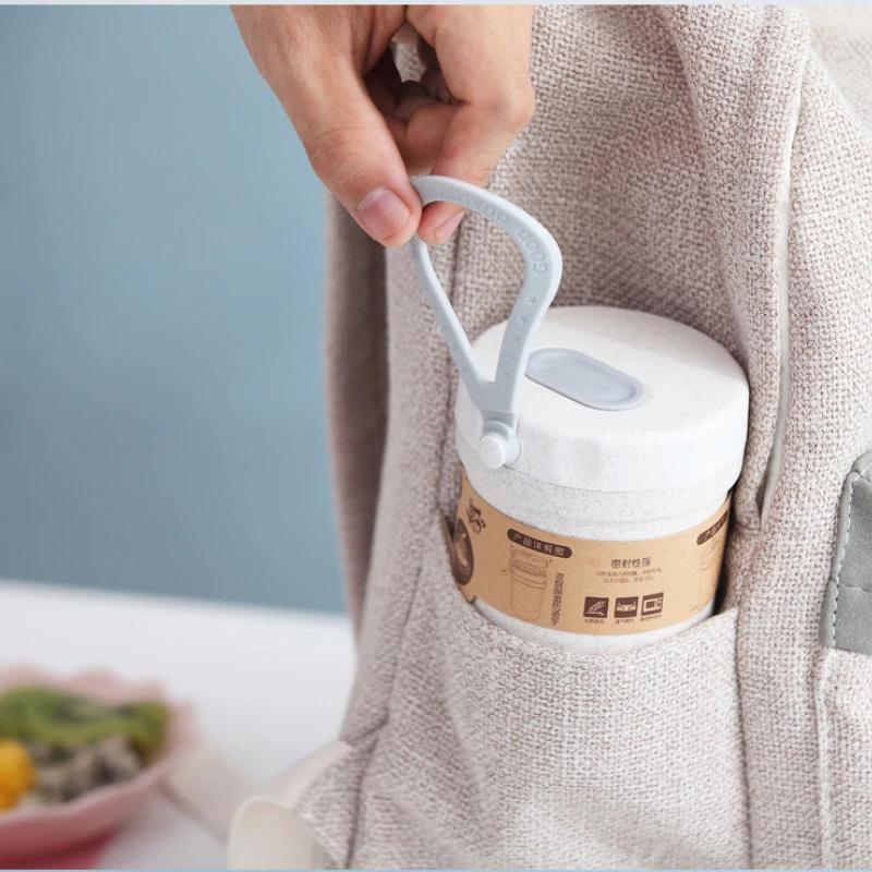 Mini Portable Practical Reusable Breakfast Soup Cup for Students Wheat Straw Sealed Coffee Cups Food Storage Container Drinkware