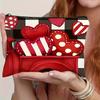 Polka Dot Heart Makeup Bag,Lightweight Foldable Travel Cosmetic Pouch with Zipper,Black White Checkered & Red Heart Pattern,Gift