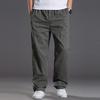 Herren Frühling und Sommer Große Größe Lose Elastische Arbeitshose Fit Joggers Tasche Gerade Hose