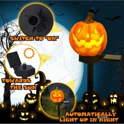 Luces Solares de Camino de Vela de Calabaza de Halloween Lámpara Estaca de Cuervo para Jardín Patio Césped Camino Decoración para Fiesta en Casa Impermeable