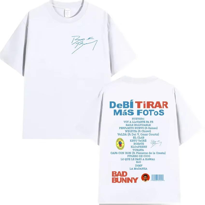 

2025 Summe Rapper Bad Bunny Tour 2025 Album Merch Leisure Debi Tirar Mas Fotos DTMF Graphics 100% Pure Cotton Printed T-shirt S