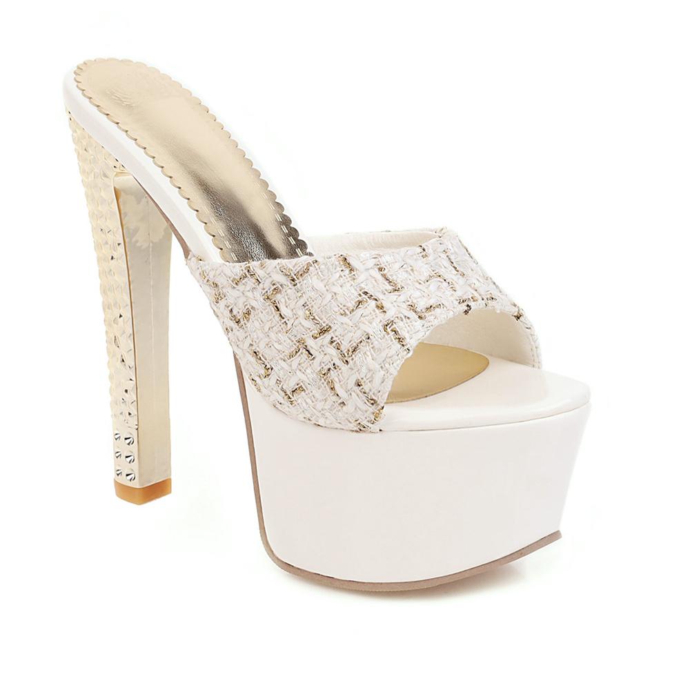 Sexy Slippers Women Summer Shoes Outdoor High Heels Platform Slides Female Luxury Designer Black White Sandals Woman Big Size